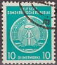 Germany 1954 Coat Of Arms 10 DM Green Scott  O4